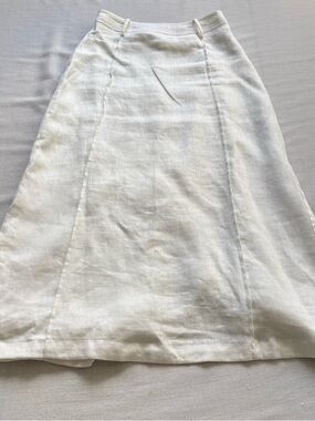 Sancia White Linen Midi Skirt XS Minimal Summer Skirt